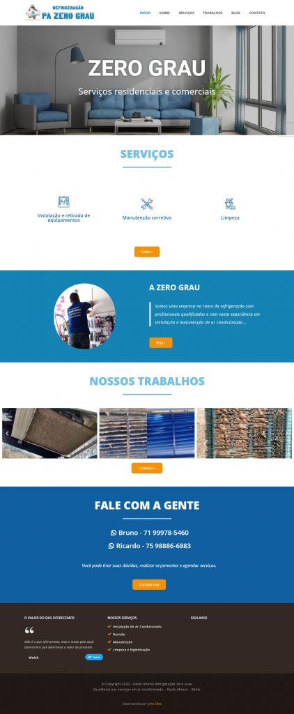 pagina inicial 422x1024 - Lançamento Oficial do site da PA Zero Grau Refrigeração de Paulo Afonso, BA